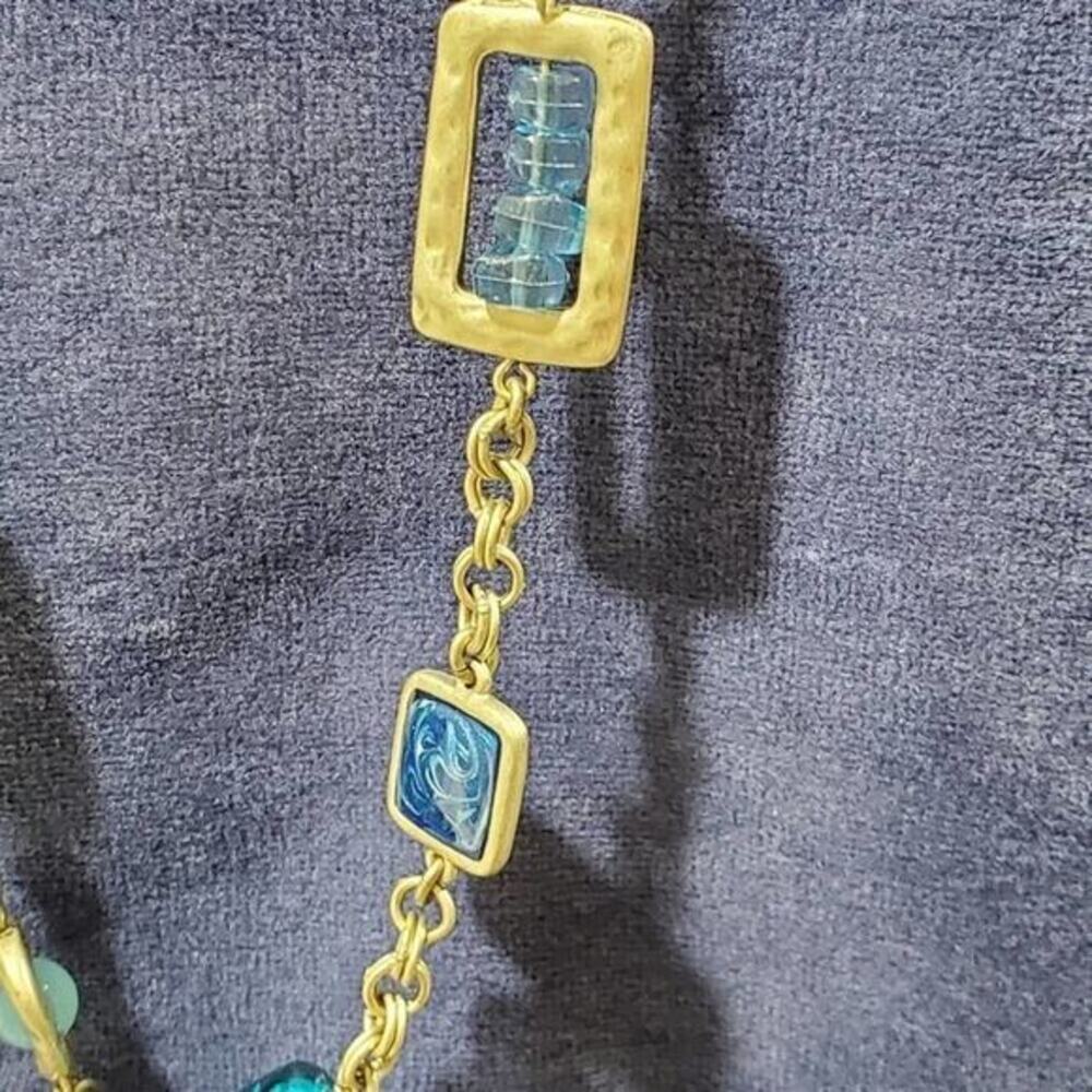 New Chico's gold and blue beaded necklace - Picture 6 of 10